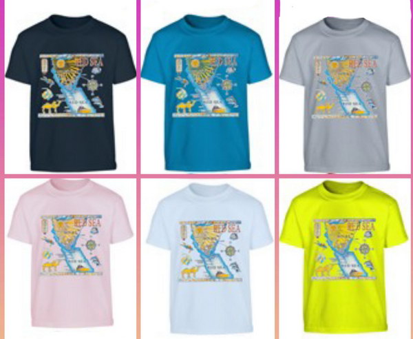 T-Shirt Red Sea Map Printed On It Size: 12 Children