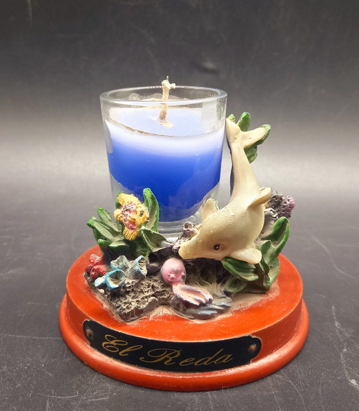Jumping Playing in Waves Dolphins Candlestick